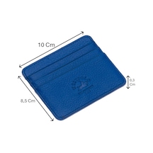 Westpolo Unisex Süper Slim Para Bölmeli Hakiki Deri İnce Kartlık Cüzdan 6 Bölmeli - Saks Mavi Saks Mavi