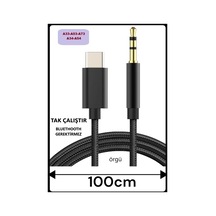 Samsung Uyumlu A54 A34 A33 A53 A73 Type C Aux Kablo Type C Ses Kablo Örgü Hasır Dac Çipli Kablo