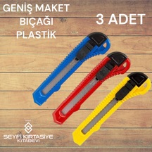 Maket Bıçağı Geniş Plastik 3 Adet Karma Renk Yollanmaktadır