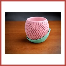 Bezos 3d Baskı Küre Saksı - Kafes Dokulu İki Parçalı Dekoratif Saksı - Pembe-mint Erdotıca Standart