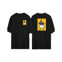 Thewert Unisex Muhammed Ali Yellow Ön Arka Baskılı Sıyah Oversize T-shirt Siyah