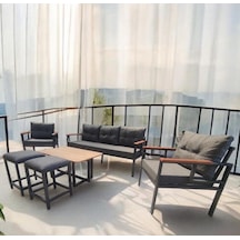 Pielize Bahçe Ve Balkon Mobilyası Antrasit,3+1+1 Sehpalı 2 Puflu Antrasit