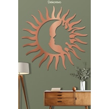 Ay Ve Güneş Metal Duvar Tablosu - Bronz - 75 X 75 Cm