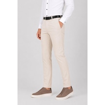 Classics Men Caserta Slim Fit Likralı Boru Erkek Kumaş Pantolon - 7712 Krem
