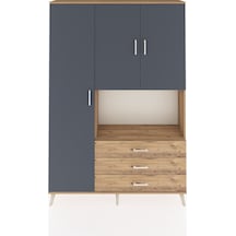 Arges Dolap 6 Raflı 3 Çekmeceli 3 Kapaklı 132x30x195 Çam-antrasit/çam Antrasıt/atlas Çam