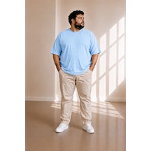 Sngl Tekstil Erkek Büyük Beden Oversize Kısa Kollu T-shirt 3xl 4xl 5xl 6xl 7xl 8xl Mavi