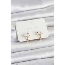Gold Renk Kedi Model Mineli Çocuk Küpe Tj-bkp11719 Tdrtr