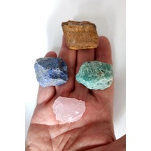 4 Parça Doğal Taş Kaplangözü Lapis Amazonit Pembe Kuvars 10-4