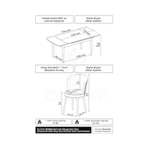 Canisa Asfel Serisi Mdf 77x130 Siyah Mermer Desen Yandan Açılabilir Mutfak Masa Takımı 4 Krem Sandalye Siyah Mermer Masa Krem Sandalye