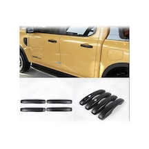 Ford Ranger T9 Kapı Kolu Kaplama Seti Keyless Uyumlu 4 Kapı Dış Kulp Koruma Siyah Mat
