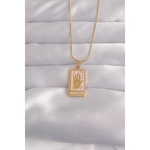 316l Çelik Renk Pembe Mineli El Figür Tarot Kolye Diğer