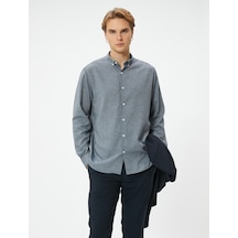 Koton Slim Fit Gömlek Uzun Kollu Klasik Yaka Düğmeli Lacivert 4sam60156hw Lacivert