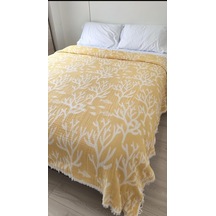 Mercan Desen 4 Katlı Müslin Pike Yatak Örtüsü Battal Boy 240x260 Cm Hardal Diğer