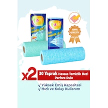 Fun Hassas Temizlik Bezi Perfore 30 Yapraklı Rulo - Yeşil Ve Mavi 2'li Paket Mavi - Yeşil