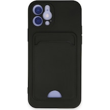 Apple iPhone Uyumlu - 12 Kılıf Kelvin Kartvizitli Silikon - Siyah