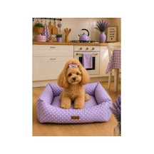 Kedi Ve Köpek Yatağı Kafa Destekli Kaydırmaz Taban Yıkanabilir Fermuarlı Minder %100 Boncuk Elyaf Lila - 880946152