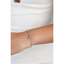 14 Ayar Altın Göz Sallantılı Harf Bileklik - R Sarı Altın