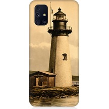 Samsung Galaxy M31s Uyumlu Beyaz Deniz Feneri Desenli Silikon Kılıf