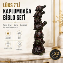 Lüks 7'li Kaplumbağa Biblo 32 Cm Feng Shui Şans Bereket Dekoratif Heykel Ev Ofis Hediyesi