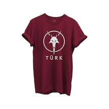 Kurt Ve Türk Özel Koleksiyon Serisi-4 Tasarım Baskılı %100 Pamuk T-shirt Bordo