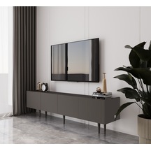 Capella Gri Mdf Country 4 Kapak Ahşap Ayaklı 180 Cm Tv Ünitesi