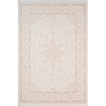 Fontana Ft002w Krem Bej Akrilik Halı Klasik Desen Pamuk Taban Tozu Az Salon Oturma Odası Halısı-1045 Krem - Bej