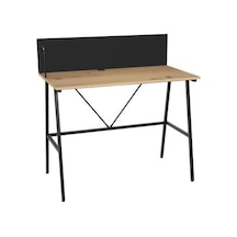 Retro Metal Ayaklı Arkalıklı Çalışma Masası-ceviz/siyah 100x100x54 Cm
