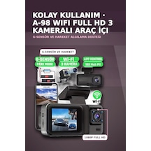 1080p Full Hd 3 Kameralı Wi-fi Bağlantılı Araç İçi Kayıt Cihazı Ve Park Kamerası Seti