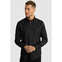 Tudors Slim Fit Dar Kesim Uzun Kol Erkek Gömlek-23450 Lacivert