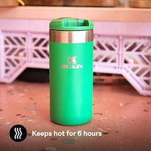 The Aerolight Transit Mug Termos Bardak, Koyu Yeşil Meadow , 0.35 Litre Açık Bej