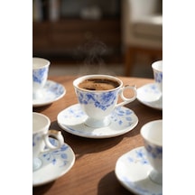 Talisya 6 Kişilik Porselen Kahve Fincan Takımı Mavi - 90 Ml Renkli