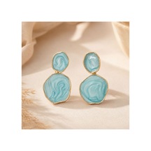 Açık Mavi Sedefli Gold Çerçeveli Sallantılı Küpe Mavi - 887987632 Mavi - 887987632 Mavi