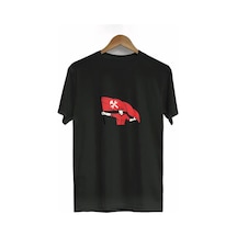 Barlashive 1 Mayıs Emek Ve Dayanışma Bayraklı Emekçi Baskılı Bisiklet Yaka T-shirt - Siyah Çok Renkli