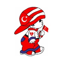 Türk Bayraklı Çocuk Sticker 15 Cm