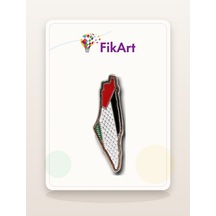 Fikart Kırmızı Kefiye Filistin Haritası Broş Çok Renkli