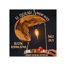 Doğal Ahşap Zincir Askılı Avize Kahverengi