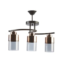 Felix Özel Salon - Mutfak - Yatak Odası Rose Gold Detaylı Füme Camlı 3 Lü Siyah Avize Diğer
