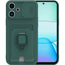 Xiaomi Redmi 13 4g Uyumlu Kılıf Zuma Kartvizitli Yüzüklü Silikon - Yeşil