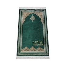 Kişiye Özel Anneler Günü Hediyesi İsim Nakışlı Şönil Seccade Yeşil