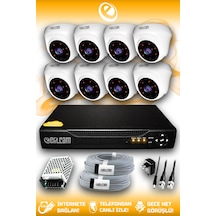 Elitcam 8 Kameralı Dome 8 İç Kamera Set HDD'siz Full HD Gece Görüşlü Güvenlik Kamerası Sistemi