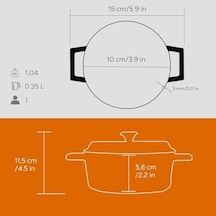 Lava Metal Döküm Mini Tencere, 10 Cm, 0.35 L Hacim, Turuncu 12v