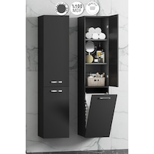 40 167 Cm Antrasit Gri Mat Mdf Asma Sepetli Banyo Boy Dolabı Antrasit - Gri