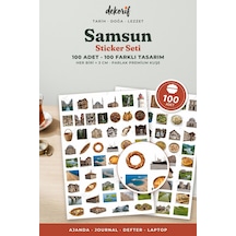 Samsun Sticker Seti 100 Adet - Bandırma Vapuru Bafra Pidesi Şahinkaya Kanyonu Gerçekçi Çıkartma Çok Renkli