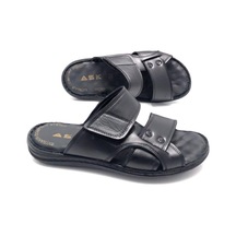 Hakiki Deri Tam Ortopedik Masajlı Erkek Terlik Siyah