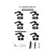 Lama Kare Rozetli Kapı Kolu 6'lı Kapı Kolu Ve 40mm Sessiz Kilit Set 2+1 Daire Için Geçerli Siyah