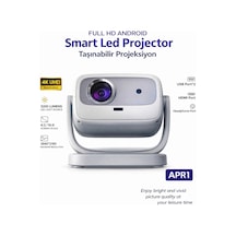 Projeksiyon Cihazı Taşınılabilir Wifi 2.4+5g-6.0 4k Uhd 150 İnç Dahili Hoparlör 180 Derece Smart Led
