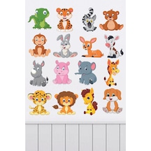 Sevimli Minik Hayvanlar Çocuk Odası Duvar Sticker Seti 35x50 Cm