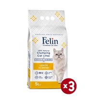 Felin Limon Kokulu Topaklaşan Bentonit Kedi Kumu 3 x 5 L