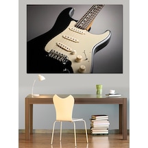Siyah Elektro Gitar Dekoratif Kanvas - Mdf Ahşap Tablo