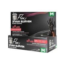 Flex Tpe Siyah Eldiven 100 Adet Medium - Tek Kullanımlık Koruyucu Eldiven 8'li Avantaj Paketi - Tarı